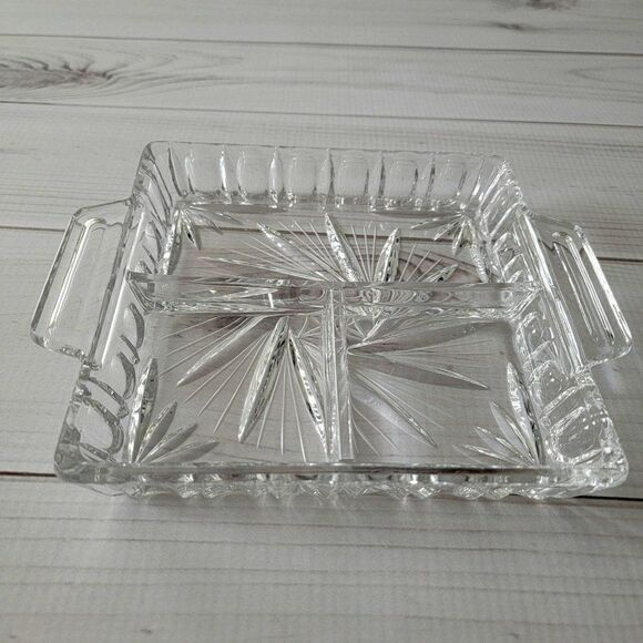 3 Section Crystal Dish Butter Dish - Picture 2 of 12